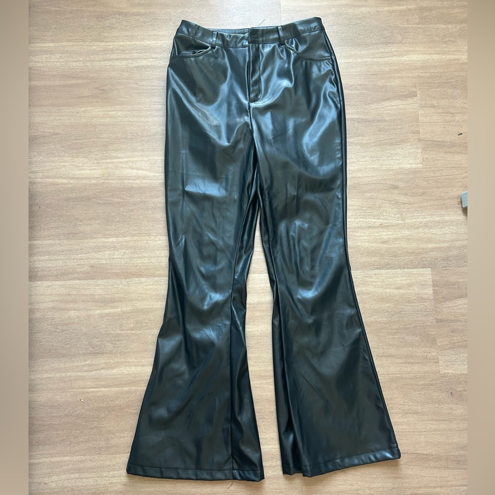 Leather flare pants